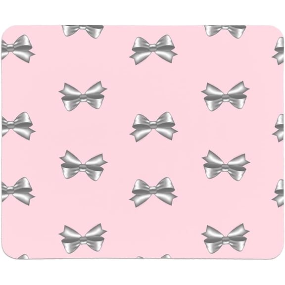 Girly Pink Mouse Pad,Bowknot Personalized Mouse Mat Design,Mouse pad for Desk Office Gaming Working,Gifts for Girls Women Female Friends,9x8 inches