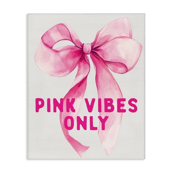 Girly Pink Vibes Only Canvas Wall Art, design by Lettered and Lined