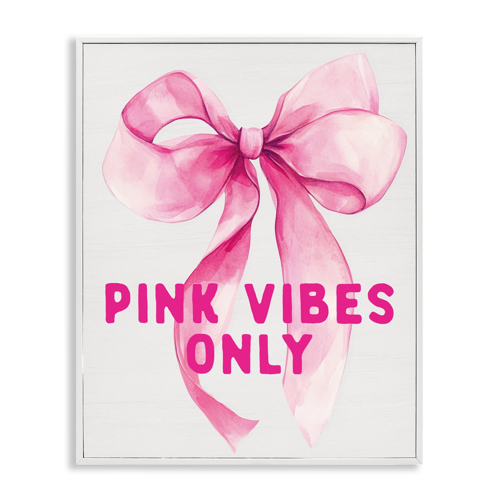 Girly Pink Vibes Only White Framed Giclee Art, design by Lettered and Lined