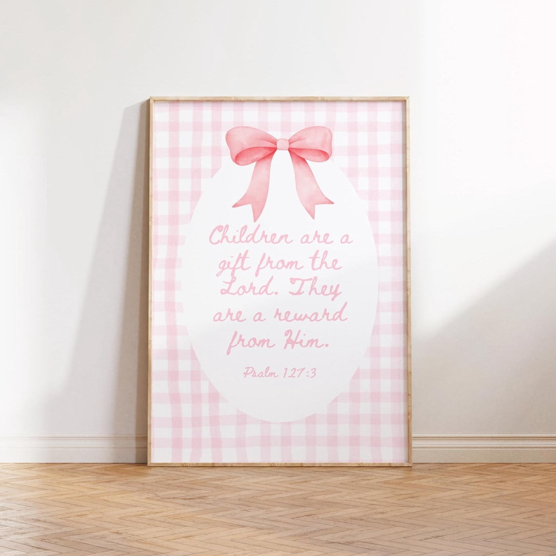 Girly Psalm Christian Religious Baby Shower Bible Verse Coquette Bow ...