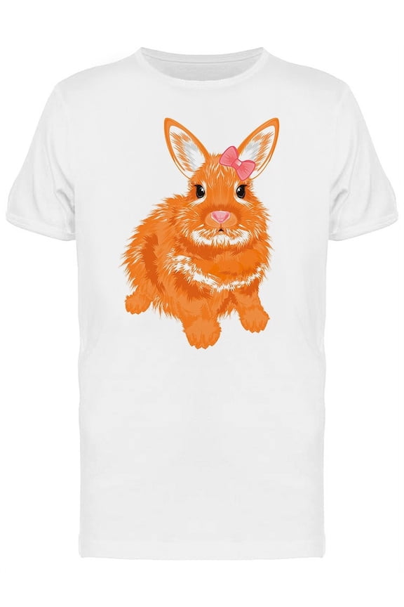 Girly Rabbit With A Pink Bow T-Shirt Men -Image by Shutterstock, Male Large