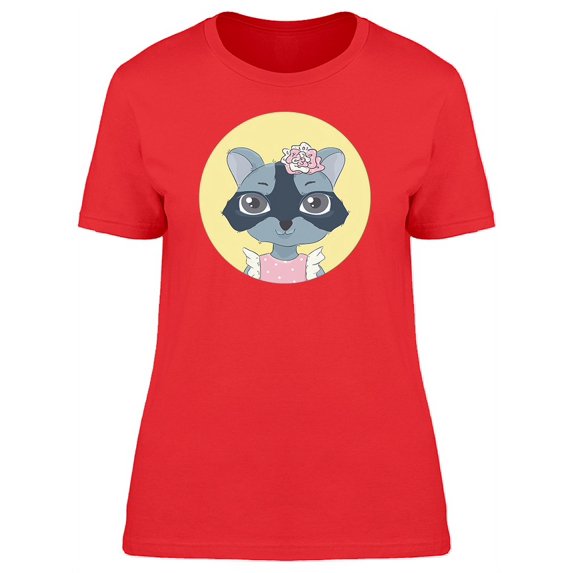 Girly Racoon With Flower Tee Women's -Image by Shutterstock