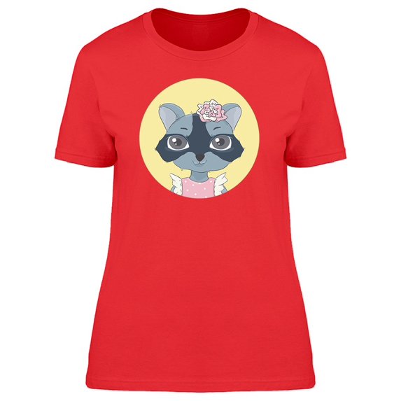 Girly Racoon With Flower Tee Women's -Image by Shutterstock