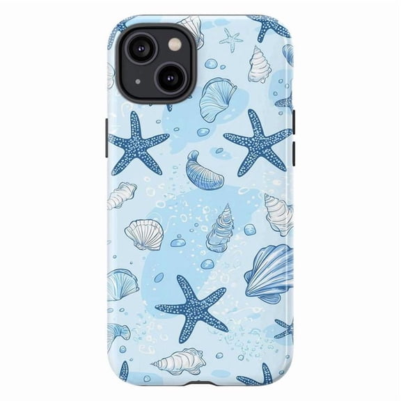 Girly Seashell iPhone Case – Romantic Blue Ocean Vibes Phone Cover for iPhone 16 15 14 13 12 11 Pro Plus Mini