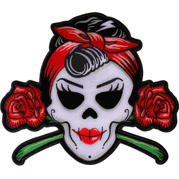 Girly Skull and Roses Patch