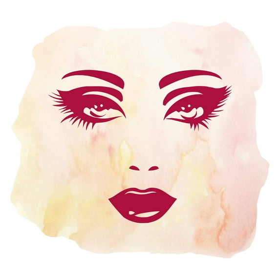 Girly Wall Decals for Girls Bedroom - Female Face on Watercolor Background Girl DIY & Creativity Boy Girl Bedroom Wall Sticker - Size: 30 In x 27 In