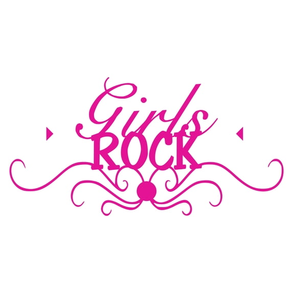 Girly Wall Decals for Girls Bedroom - Girls Rock on White Background Girl DIY & Creativity Boy Girl Bedroom Wall Sticker - Size: 30 In x 15 In