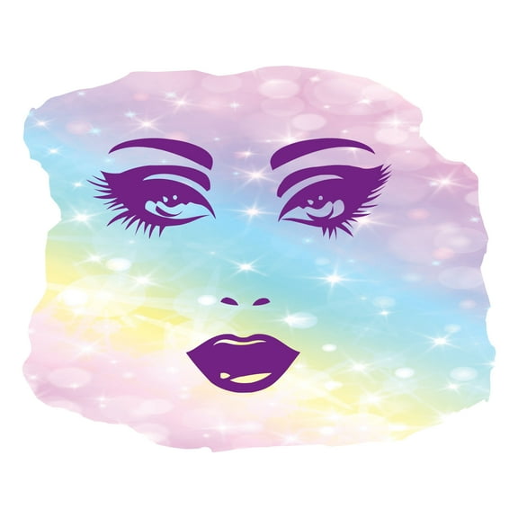 Girly Wall Decals for Girls Bedroom - Woman Face Rainbow Background Girl DIY & Creativity Boy Girl Bedroom Wall Sticker - Size: 20 In x 16 In