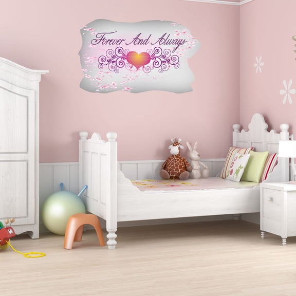 Girly Watercolor Wall Decals for Bedroom - Cherry Blossom Flowers Background Design Floral DIY & Creativity Boy Girl Bedroom Wall Water Color Sticker - Size: 30 In x 18 In