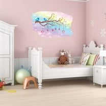 Girly Watercolor Wall Decals for Kids Room - Hearts L O V E Letters Hanging Pendants Outdoor Scene DIY & Creativity Boy Girl Bedroom Wall Water Color Sticker - Size: 10 In x 7 In