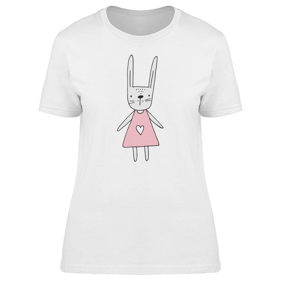 Girly White Bunny In Pink Dress T-Shirt Women -Image by Shutterstock, Female Medium