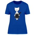 thumbnail image 1 of Girly White Cat In A Black Dress T-Shirt Women -Image by Shutterstock, Female x-Large, 1 of 2