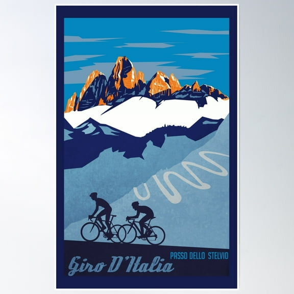 Giro D' Italia Retro Passo Dello Stelvio Cycling Poster Wall Art, Modern Wall Decor, 12x18 UNFRAMED