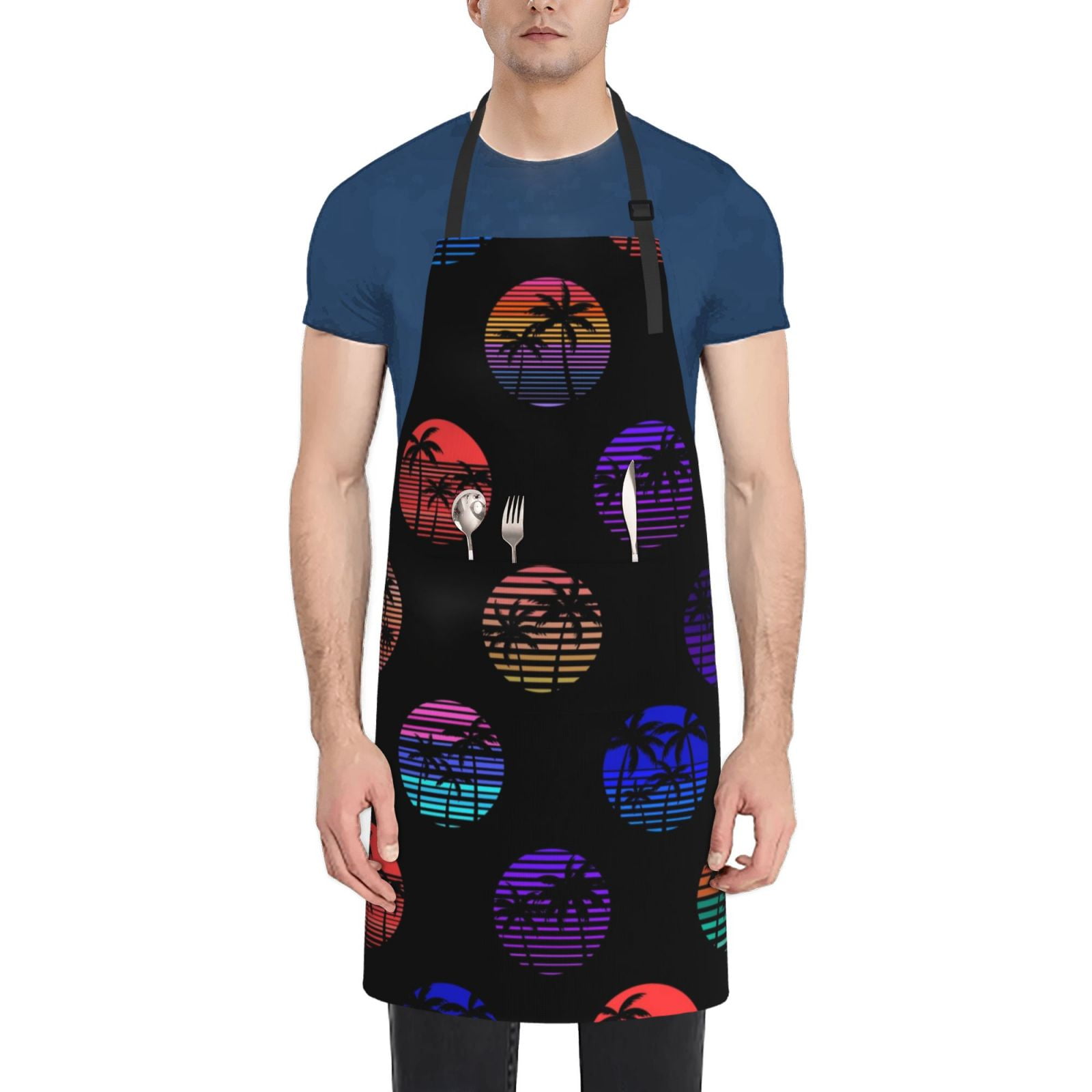 Giroia 80s Style Palm Trees for Waterproof Apron for Men and Women