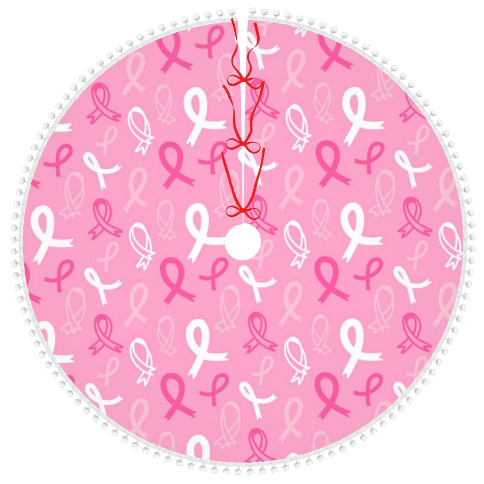 Giroia Breast Cancer Awareness (3) for Christmas Tree Skirt Pom Pom