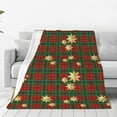 Giroia Checkered With Golden Stars for Throw Blanket Flannel Blanket