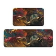 Giroia Colorful Bull Western Man for Kitchen Rugs 2 Pcs Non Slip