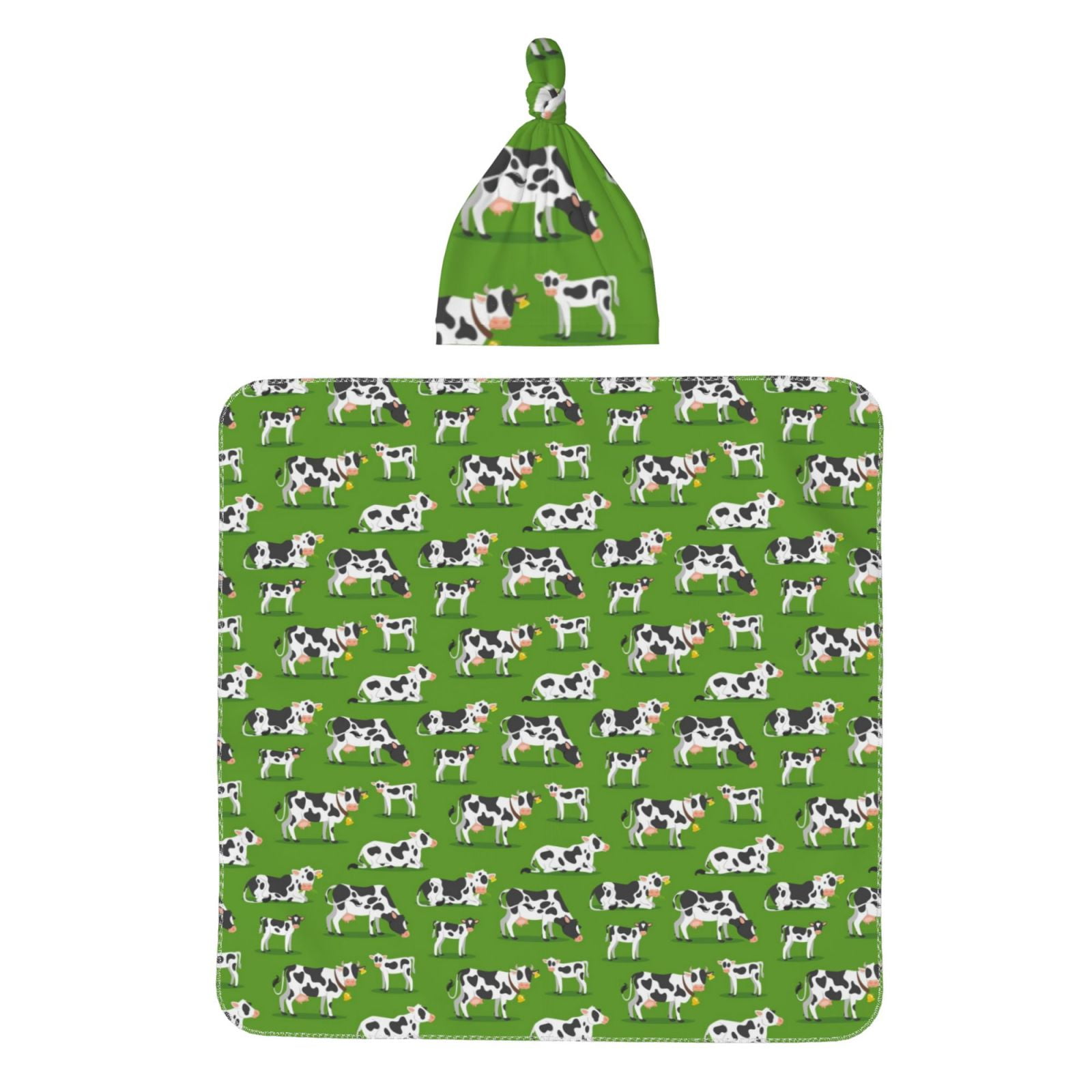Giroia Cows With Calfs Green for Swaddles for Newborns Baby Beanie