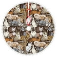 Giroia Cut Cats for Christmas Tree Skirt Pom Pom Trim Tree Skirt Tree