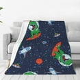Giroia Dinosaur Astronaut Space Surfing for Throw Blanket Flannel