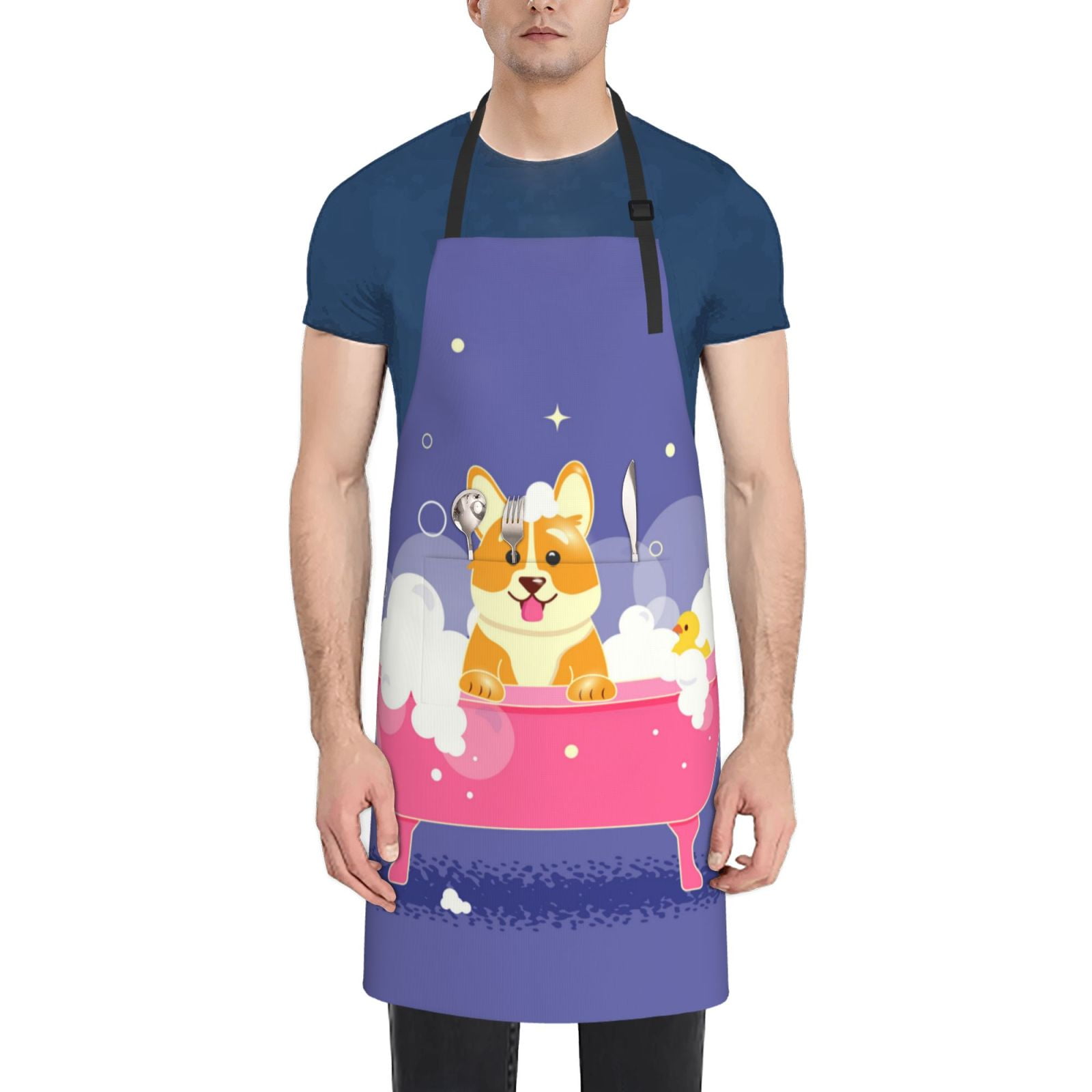 Giroia Dog Washes in a Pink Bath for Waterproof Apron for Men and Women