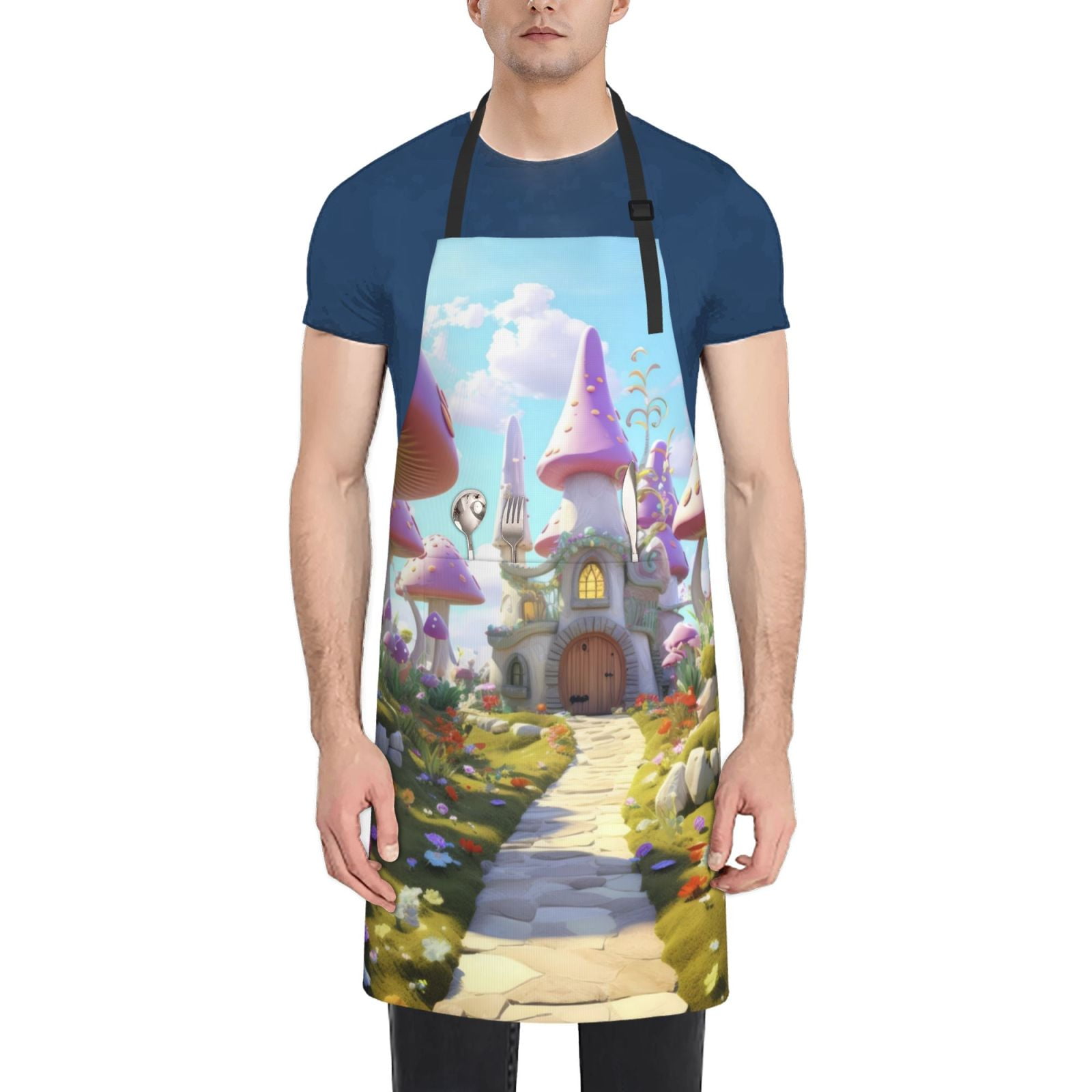 Giroia Dreamy Mushroom House for Waterproof Apron for Men and Women