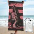 Giroia Graphic Seal On Stripes Print Microfiber Towel Perfect Travel