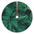 Giroia Green Leave Fern for Christmas Tree Skirt Pom Pom Trim Tree