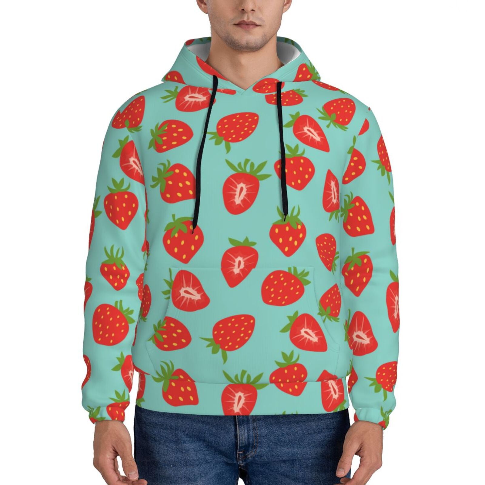 Giroia Hand Drawn Strawberry for Men’s Hoodies Sweatshirt for Men