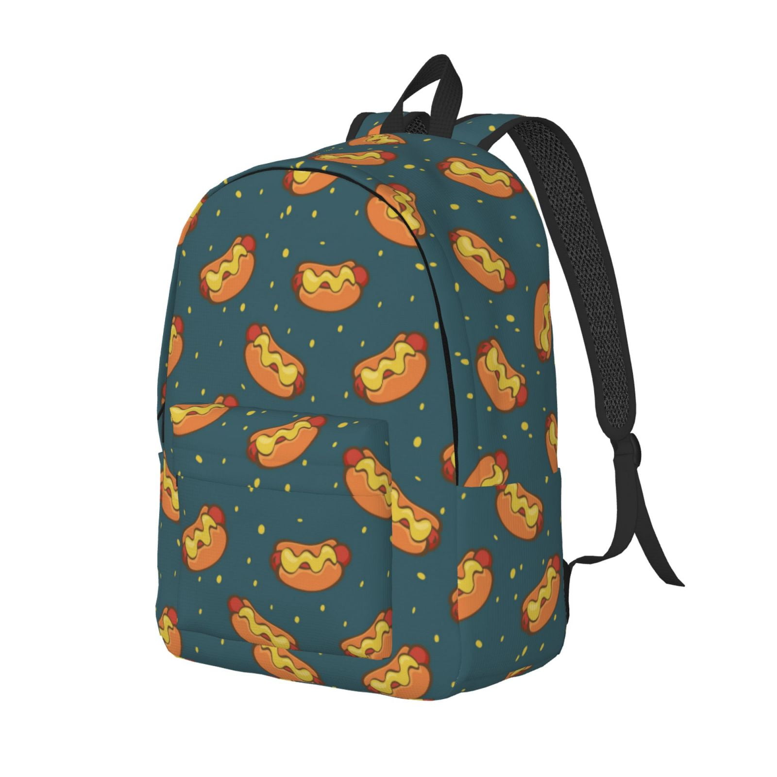 Giroia Hot Dog 6 for Class, Work, Travel, or Laptop Canvas Daypack with Water Bottle Pocket