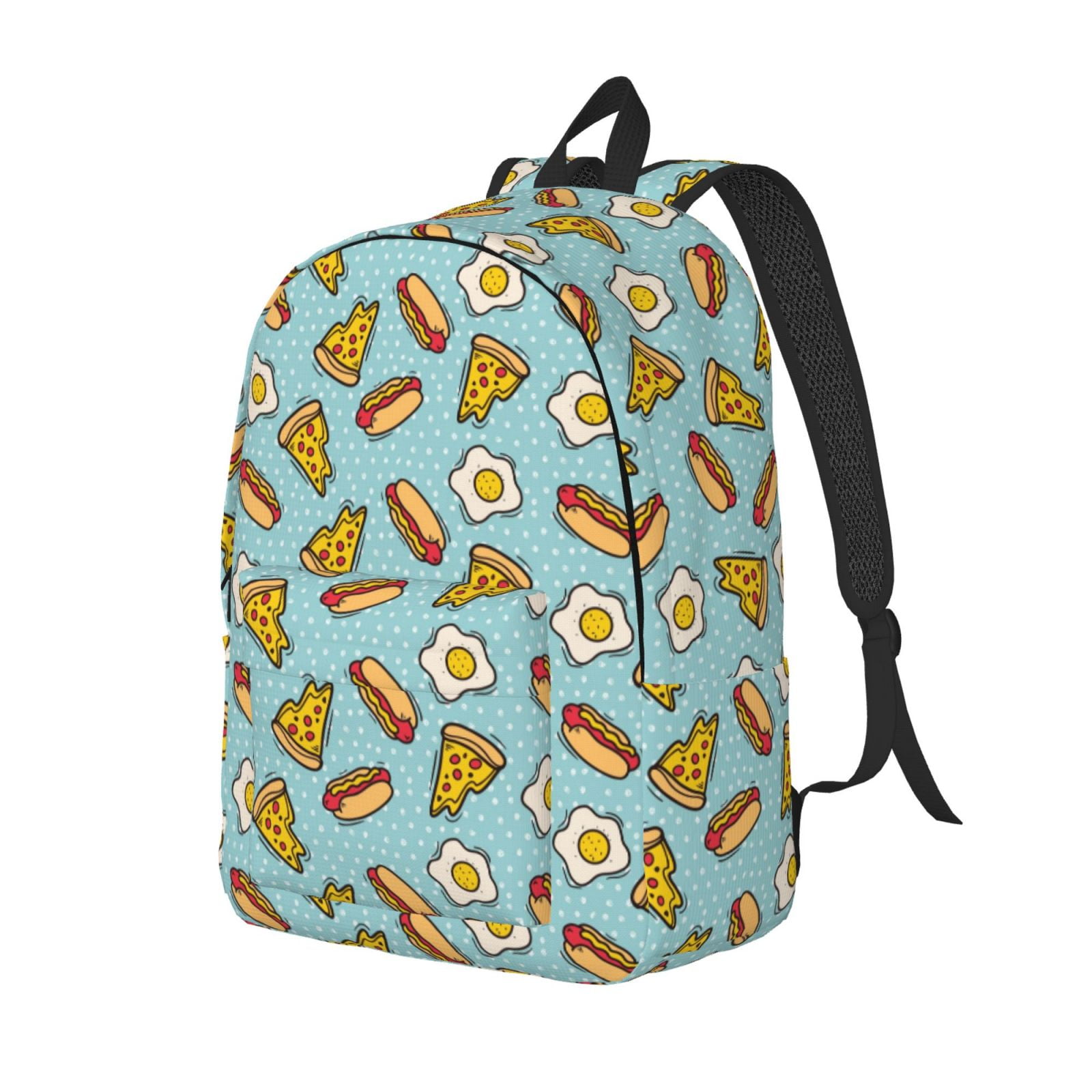 Giroia Hot Dog Pizza for Class, Work, Travel, or Laptop Canvas Daypack with Water Bottle Pocket