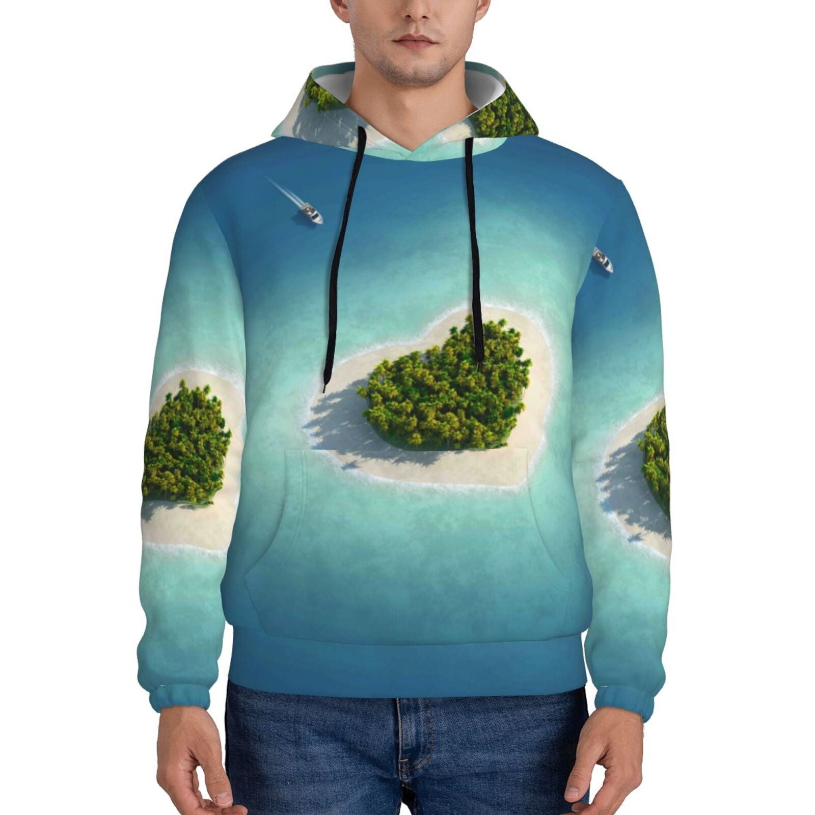 Giroia Paradise Island for Men’s Hoodies Sweatshirt for Men Casual Long