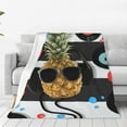 Giroia Pineapple With Black Glasses for Throw Blanket Flannel Blanket