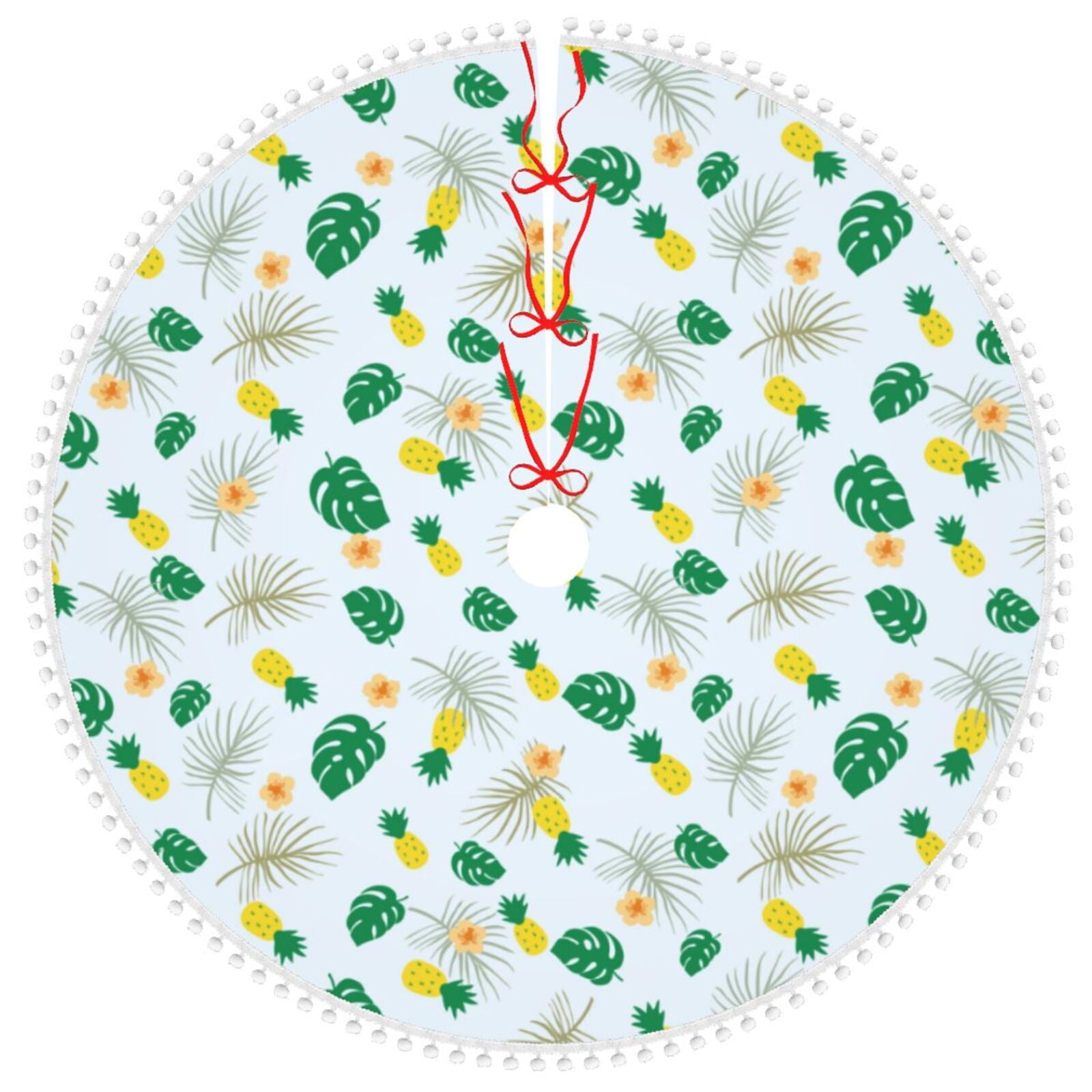 Giroia Pineapple for Christmas Tree Skirt Pom Pom Trim Tree Skirt Tree