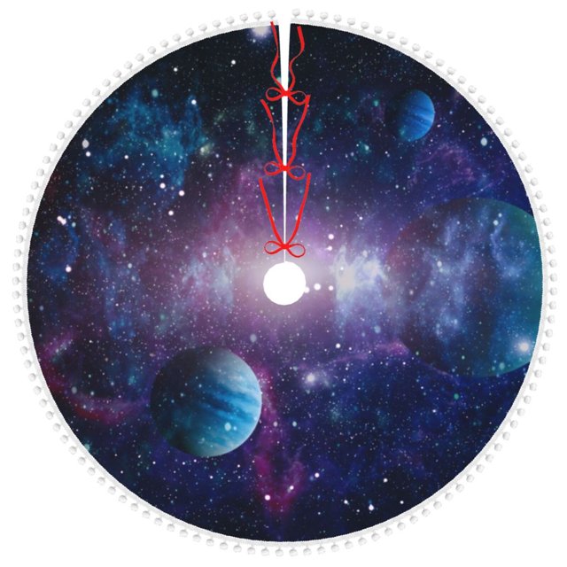 Giroia Stars And Galaxies1 for Christmas Tree Skirt Pom Pom