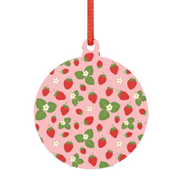 Giroia Strawberries for Acrylic Christmas Pendant for Christmas Tree Winter Holiday Xmas Gift for Women Men Hanging Ornament 3"-Round Shape