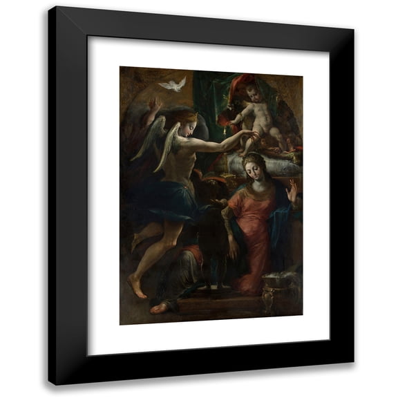 Girolamo Mazzola Bedoli 11x14 Black Modern Framed Museum Art Print Titled - The Annunciation