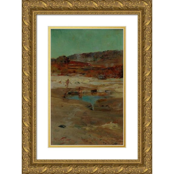 Girolamo Nerli 16x24 Gold Ornate Framed and Double Matted Museum Art Print Titled - At Rotorua