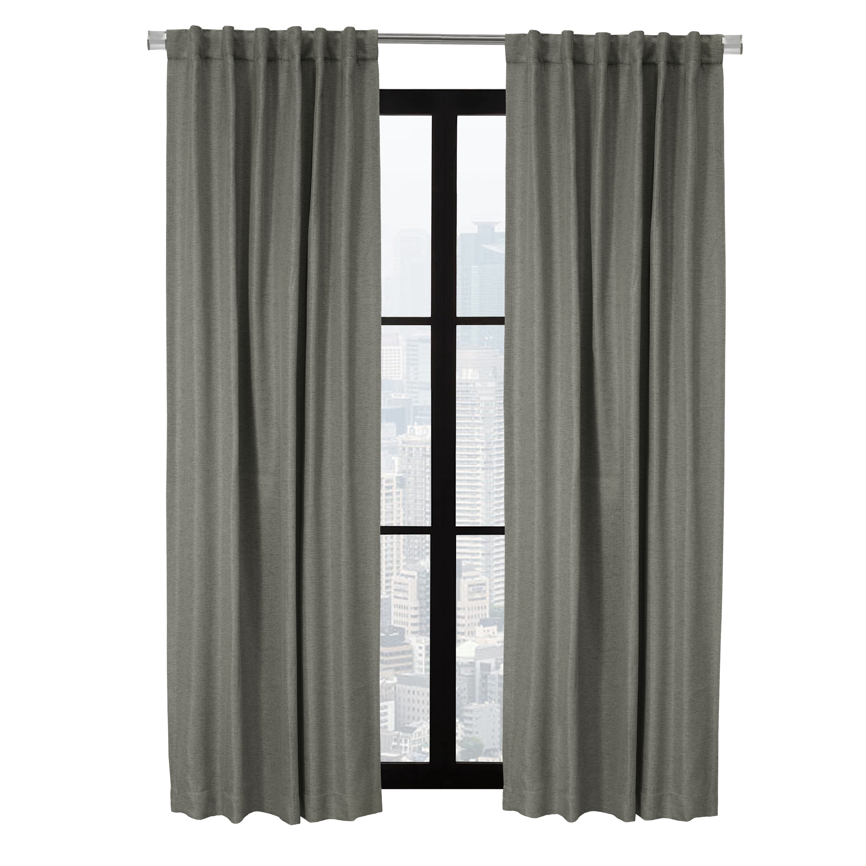 Girona Room Darkening Dual Header Curtain Panel 52" x 84" in Charcoal