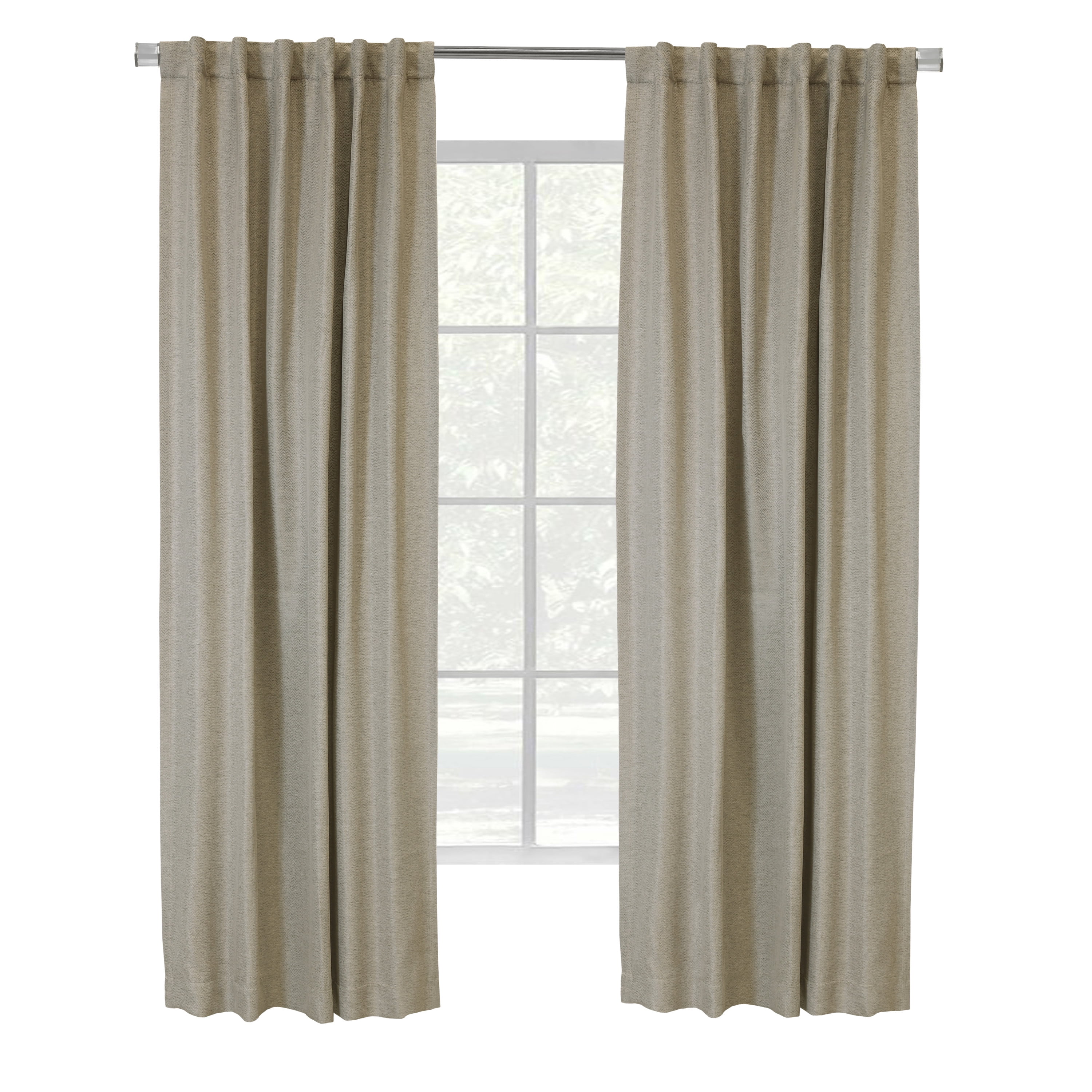 Girona Room Darkening Dual Header Curtain Panel 52" x 95" in Linen