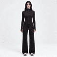 thumbnail image 1 of Girony Women's Polka Dot Workout Outfit Set, Zip Up Stand Collar Jacket & High Waist Flared Pants 2 Piece Yoga Tracksuit, 1 of 8