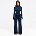 thumbnail image 1 of Girony Women's Polka Dot Workout Outfit Set, Zip Up Stand Collar Jacket & High Waist Flared Pants 2 Piece Yoga Tracksuit, 1 of 8