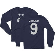 Giroud 9 Jersey Style - France Soccer Cup Fan Long Sleeve T-Shirt (Navy, Small)