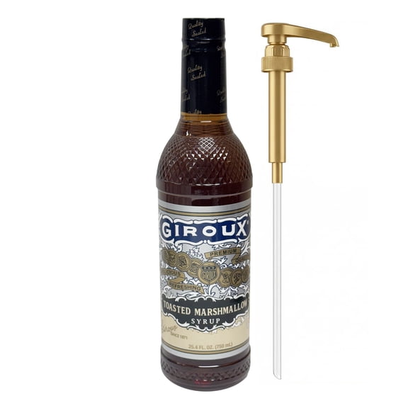 Giroux Toasted Marshmallow Syrup - Premium Natural Flavor Syrup for Coffee & Beverages (25.4 fl oz / 750 ml) - Includes Pump - 1 Pack