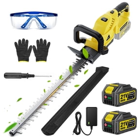 Gisam Cordless Rotary Hedge Trimmer, 21" Dual-Action Blade Electric Handheld Shrub Trimmer, with 2 x 4.0Ah Battery and Fast Charger