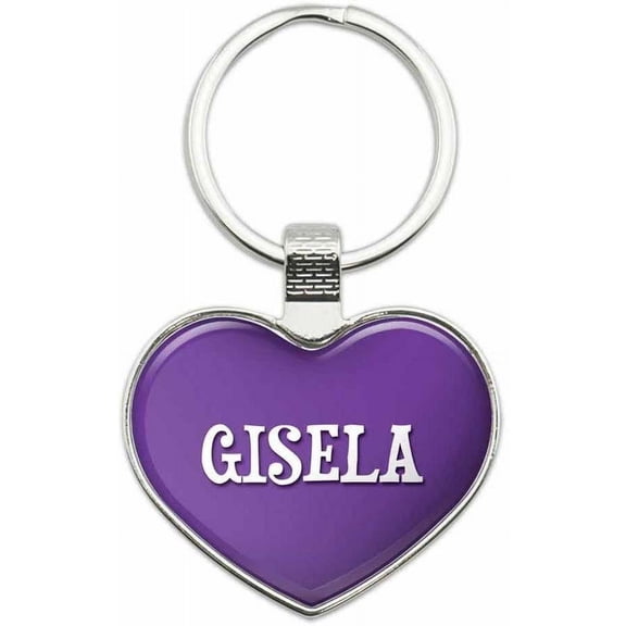 Gisela - Names Female Metal Heart Keychain Key Chain Ring, Purple