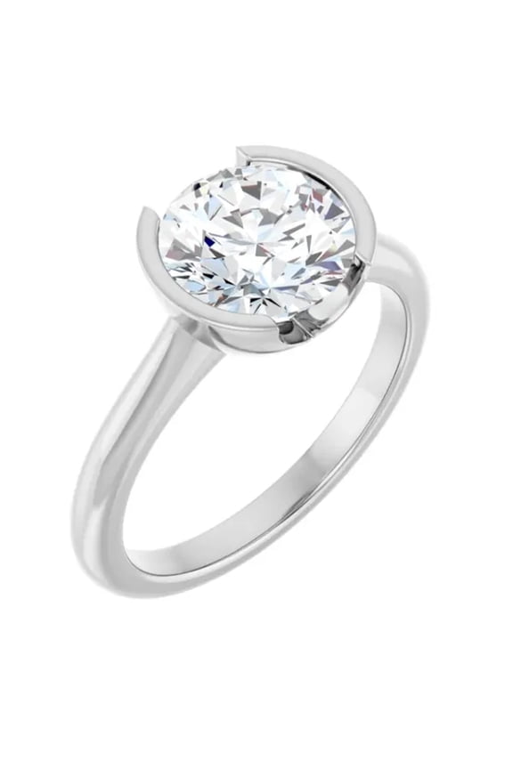 Giselle 2 Carat Round Lab Diamond Engagement Ring Solitaire Bezel Setting