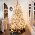 thumbnail image 1 of Giselle 6.5ft Silver Prelit Christmas Tree with 978 Branch Tips, 450 Warm Lights and Metal Stand, 47" wide Realistic Artificial Christmas Tree with Lights by Naomi Home, 1 of 8