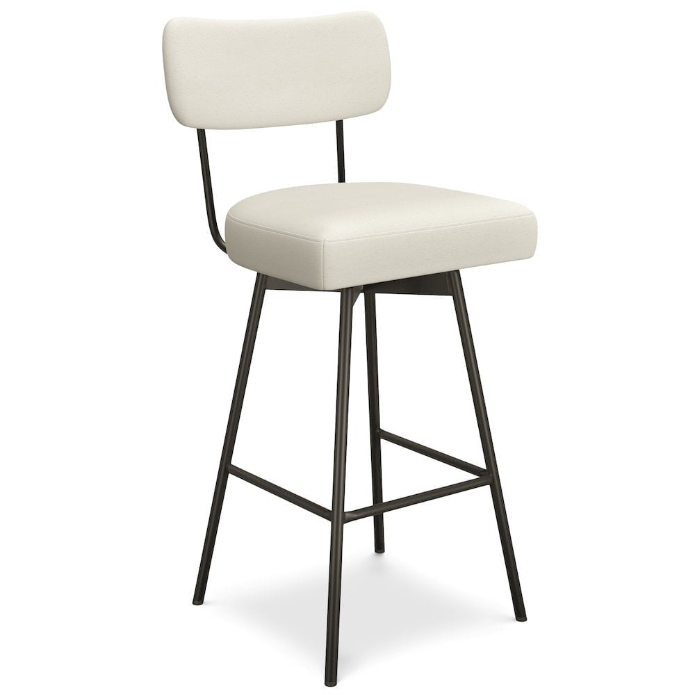Natural Linen and Metal Swivel Bar Stool Set