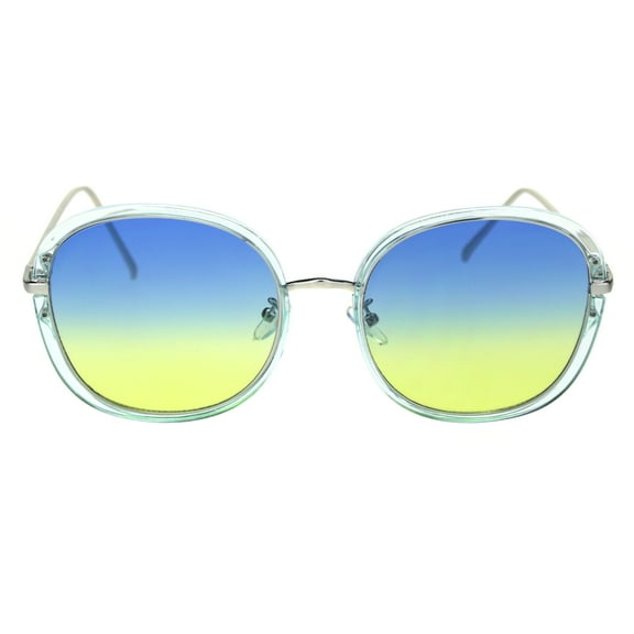 Giselle Round Double Rim Designer Fashion Mod Sunglasses Blue Blue Yellow